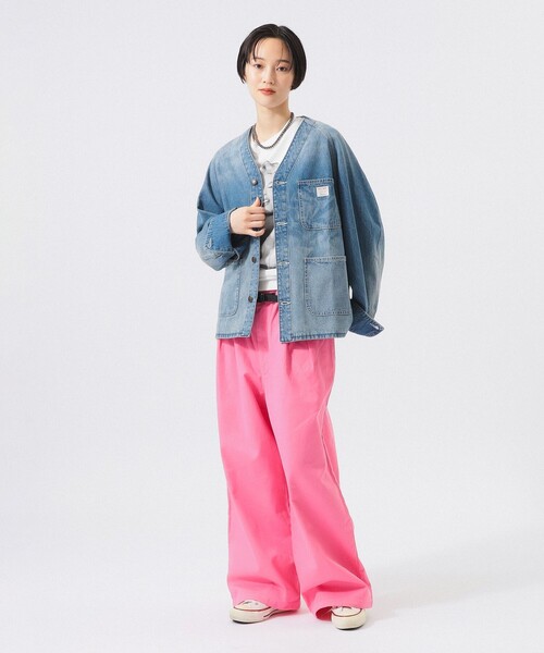BEAMS BOY(ビームスボーイ)の「【別注】Gramicci / 2プリーツ ワイドパンツ(スウェットパンツ・レディース・ネイビー/パープル/ライトイエロー/ピンク・ONE SIZE)」の5枚目の写真