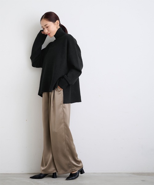 UR'S(ユアーズ)の「【スフレタッチ】ウールブレンドハイネックニットプルオーバー(ニット/セーター・レディース・チャコール/ブラウン/ブラック/グレイッシュベージュ/ピンク・L/M/S)」の9枚目の写真