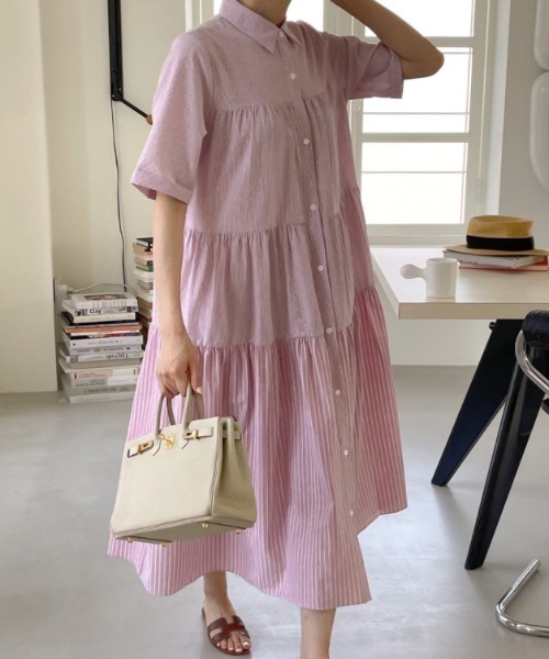 FAVORITO(ファヴォリート)の「シャツワンピース(シャツワンピース・レディース・ピンク/ブルー・F)」の10枚目の写真