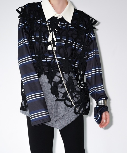 chuclla(チュクラ)の「マルチボーダー ポロトップス chw26a053(Tシャツ/カットソー・レディース・ネイビー/グリーン/ブラウン・FREE)」の3枚目の写真