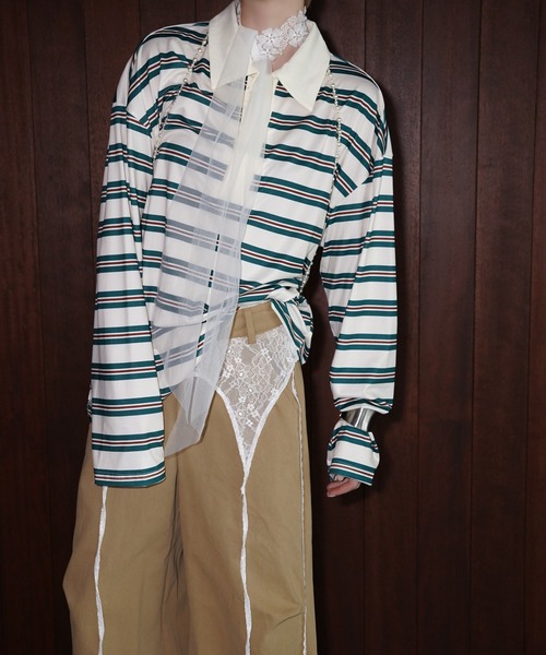 chuclla(チュクラ)の「マルチボーダー ポロトップス chw26a053(Tシャツ/カットソー・レディース・ネイビー/グリーン/ブラウン・FREE)」の18枚目の写真