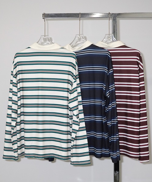chuclla(チュクラ)の「マルチボーダー ポロトップス chw26a053(Tシャツ/カットソー・レディース・ネイビー/グリーン/ブラウン・FREE)」の9枚目の写真