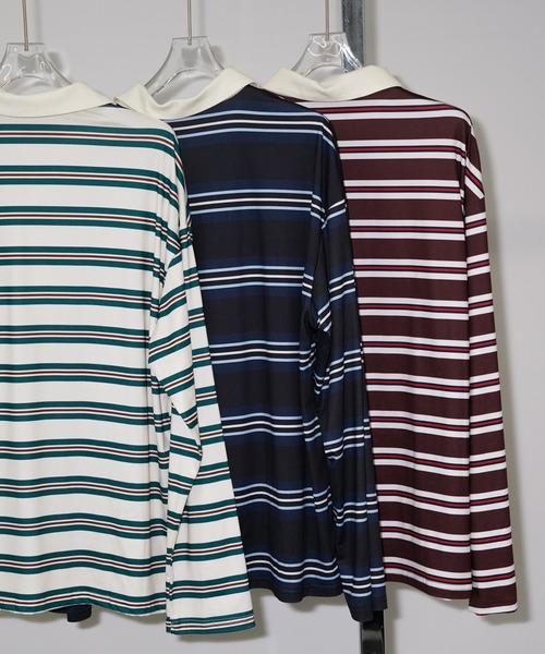 chuclla(チュクラ)の「マルチボーダー ポロトップス chw26a053(Tシャツ/カットソー・レディース・ネイビー/グリーン/ブラウン・FREE)」の12枚目の写真