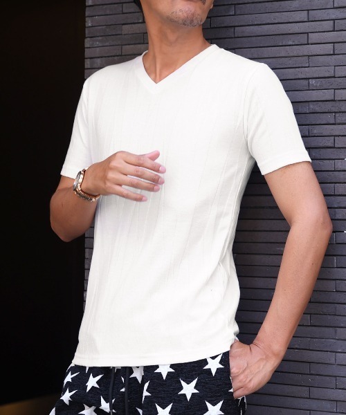 LUXSTYLE(ラグスタイル)の「半袖VネックTシャツ(Tシャツ/カットソー・メンズ・ブラック/チャコール/ホワイト・S/XL/L/M)」の2枚目の写真