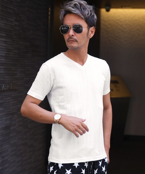 LUXSTYLE(ラグスタイル)の「半袖VネックTシャツ(Tシャツ/カットソー・メンズ・ブラック/チャコール/ホワイト・S/XL/L/M)」の4枚目の写真