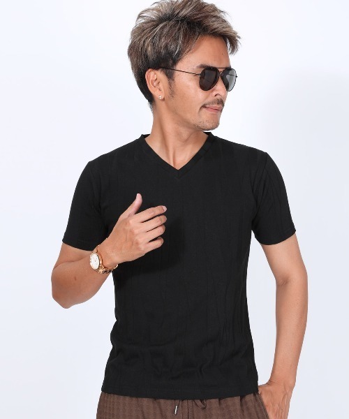 LUXSTYLE(ラグスタイル)の「半袖VネックTシャツ(Tシャツ/カットソー・メンズ・ブラック/チャコール/ホワイト・S/XL/L/M)」の6枚目の写真