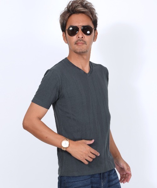 LUXSTYLE(ラグスタイル)の「半袖VネックTシャツ(Tシャツ/カットソー・メンズ・ブラック/チャコール/ホワイト・S/XL/L/M)」の8枚目の写真