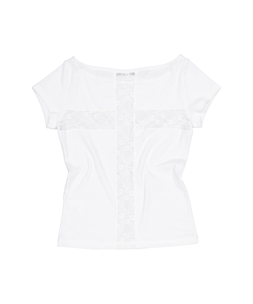 SETUP-EXE(セットアップイーエックスイー)の「LACE CROSS T-SHIRT / WHITE(Tシャツ/カットソー・レディース・その他・OS)」の6枚目の写真
