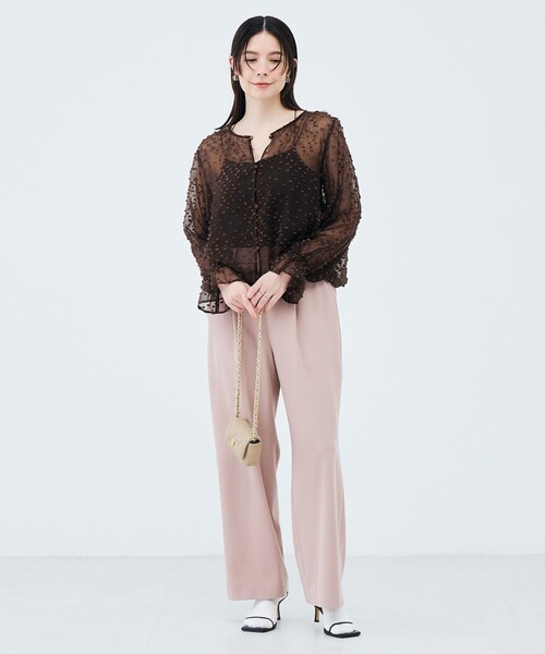 NOLLEY’S(ノーリーズ)の「ウォッシャブル【KIRYU】シアードット羽織ブラウス(シャツ/ブラウス・レディース・ブラック/ブラウン・38)」の3枚目の写真