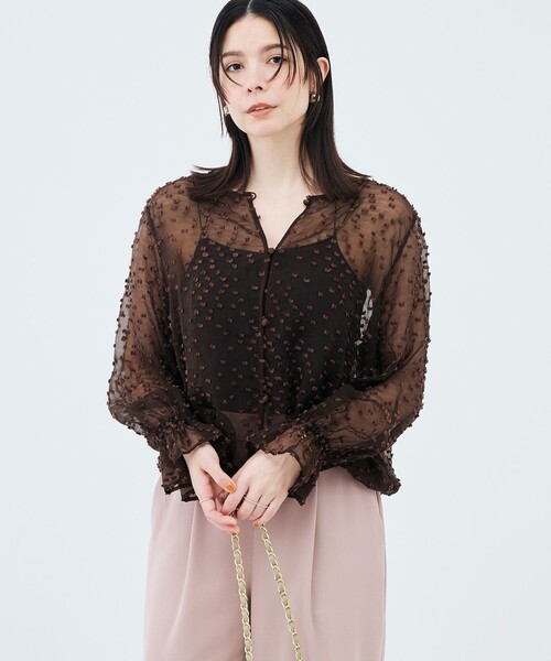 NOLLEY’S(ノーリーズ)の「ウォッシャブル【KIRYU】シアードット羽織ブラウス(シャツ/ブラウス・レディース・ブラック/ブラウン・38)」の12枚目の写真