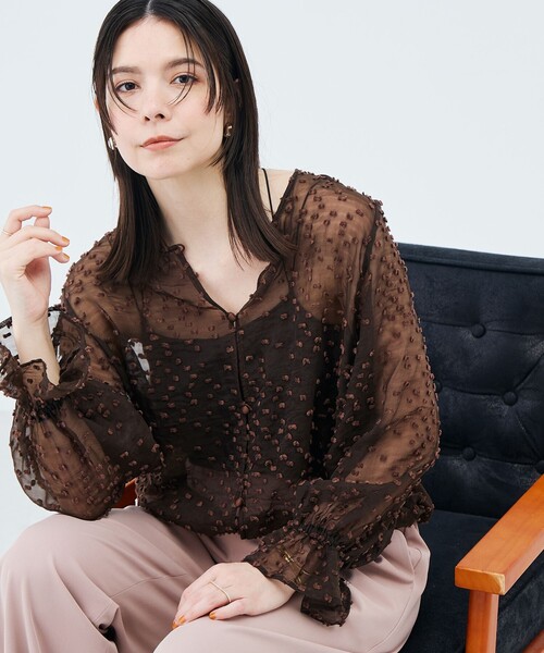 NOLLEY’S(ノーリーズ)の「ウォッシャブル【KIRYU】シアードット羽織ブラウス(シャツ/ブラウス・レディース・ブラック/ブラウン・38)」の14枚目の写真