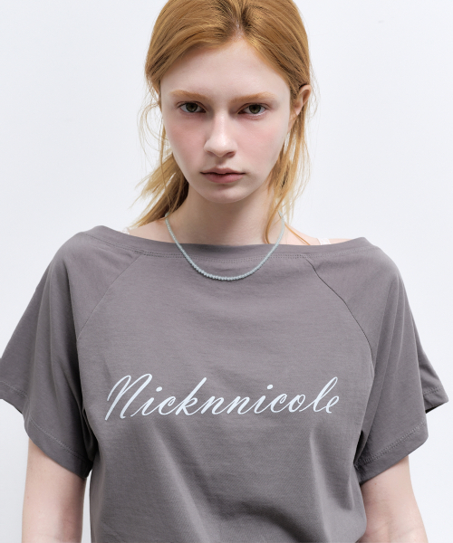 NICK&NICOLE(ニックアンドニコール)の「RAGLAN LETTERING TOP_CHARCOAL(Tシャツ/カットソー・レディース・その他・FREE)」の3枚目の写真