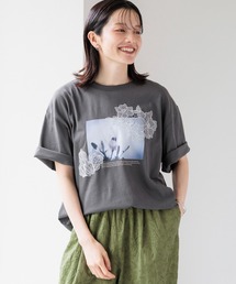 studio CLIP | レースフラワーフォトTシャツ(Tシャツ/カットソー)