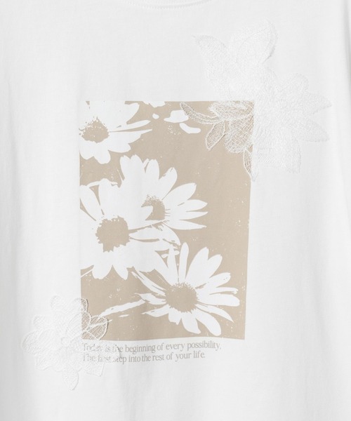 studio CLIP（スタディオクリップ）の「レースフラワーフォトTシャツ（Tシャツ/カットソー・レディース・ホワイト/杢グレー/スモーク・FREE）」の19枚目の写真