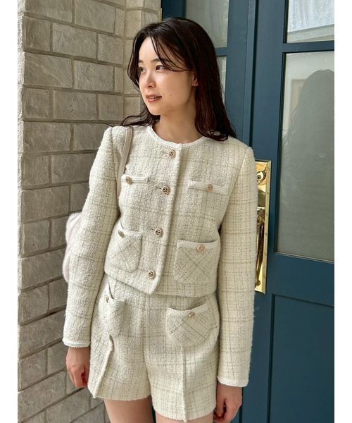 LILY BROWN(リリーブラウン)の「ツイードジャケット(ノーカラージャケット・レディース・ダークグリーン/マルチ/アイボリー・F)」の22枚目の写真