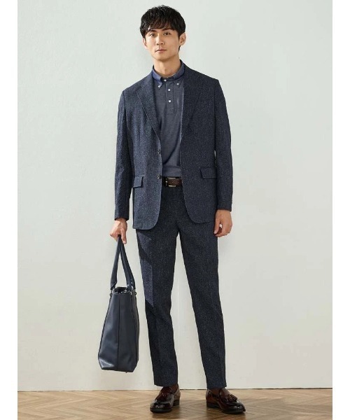 Perfect Suit FActory（パーフェクトスーツファクトリー）の「【EDWINコラボ】シアサッカー 【サラッと涼しい/軽量/シワになりにくい/ウォッシャブル】　デニムジャケット（テーラードジャケット・メンズ・ブラック/ネイビー・LL/M/L）」の10枚目の写真
