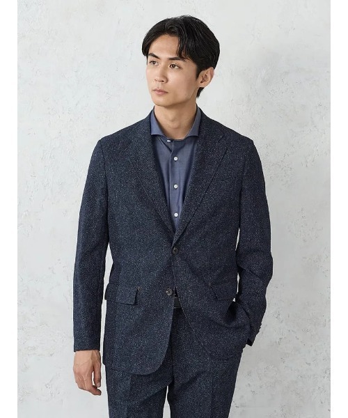 Perfect Suit FActory（パーフェクトスーツファクトリー）の「【EDWINコラボ】シアサッカー 【サラッと涼しい/軽量/シワになりにくい/ウォッシャブル】　デニムジャケット（テーラードジャケット・メンズ・ブラック/ネイビー・LL/M/L）」の11枚目の写真