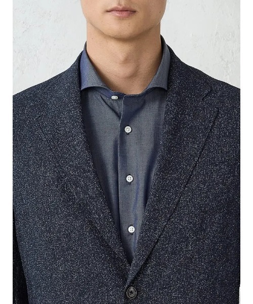 Perfect Suit FActory（パーフェクトスーツファクトリー）の「【EDWINコラボ】シアサッカー 【サラッと涼しい/軽量/シワになりにくい/ウォッシャブル】　デニムジャケット（テーラードジャケット・メンズ・ブラック/ネイビー・LL/M/L）」の16枚目の写真