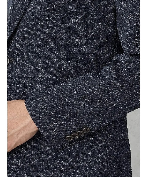 Perfect Suit FActory（パーフェクトスーツファクトリー）の「【EDWINコラボ】シアサッカー 【サラッと涼しい/軽量/シワになりにくい/ウォッシャブル】　デニムジャケット（テーラードジャケット・メンズ・ブラック/ネイビー・LL/M/L）」の17枚目の写真