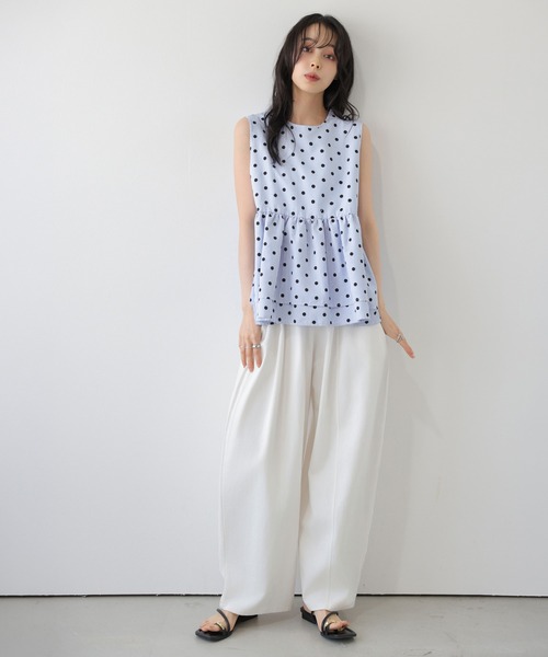 AMELY(エミリー)の「ドット×ストライプ ペプラムブラウス(シャツ/ブラウス・レディース・グレー/ピンク/ブルー・フリー)」の18枚目の写真