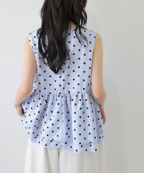 AMELY(エミリー)の「ドット×ストライプ ペプラムブラウス(シャツ/ブラウス・レディース・グレー/ピンク/ブルー・フリー)」の19枚目の写真