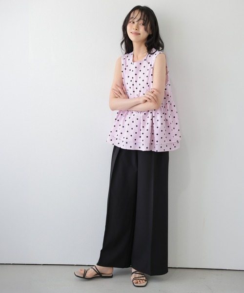 AMELY(エミリー)の「ドット×ストライプ ペプラムブラウス(シャツ/ブラウス・レディース・グレー/ピンク/ブルー・フリー)」の10枚目の写真