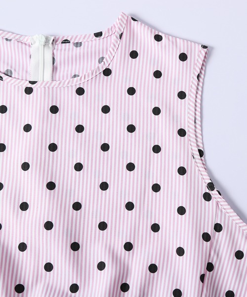 AMELY(エミリー)の「ドット×ストライプ ペプラムブラウス(シャツ/ブラウス・レディース・グレー/ピンク/ブルー・フリー)」の6枚目の写真