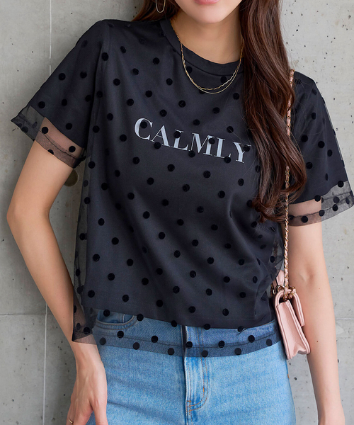 KOBE LETTUCE(コウベレタス)の「選べるドットロゴorリボンデザイン半袖Tシャツ(Tシャツ/カットソー・レディース・ブラック系その他/ブラック/オフホワイト/ホワイト系その他・M)」の4枚目の写真