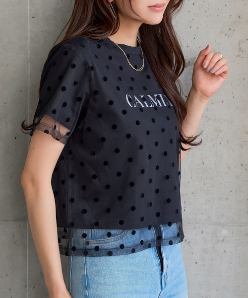 KOBE LETTUCE(コウベレタス)の「選べるドットロゴorリボンデザイン半袖Tシャツ(Tシャツ/カットソー・レディース・ブラック系その他/ブラック/オフホワイト/ホワイト系その他・M)」の9枚目の写真