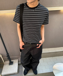 BASEMOMENT（ベースモーメント）の「ストライプボーダークロップTシャツブラック（Tシャツ/カットソー）」