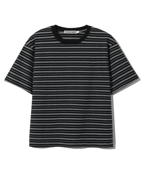 BASEMOMENT(ベースモーメント)の「ストライプボーダークロップTシャツブラック(Tシャツ/カットソー・メンズ・その他・LARGE/MEDIUM/X-LARGE)」の2枚目の写真