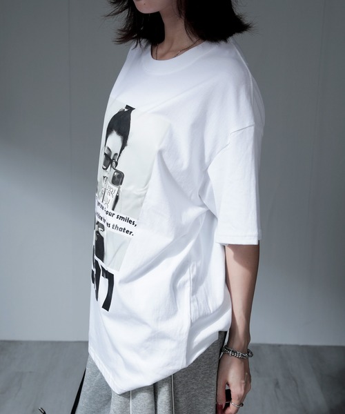 nonomi（ノノミ）の「フォトプリント＆ナンバーロゴ オーバーサイズ半袖Tシャツ（Tシャツ/カットソー・レディース・ブラック/ホワイト・XL）」の16枚目の写真