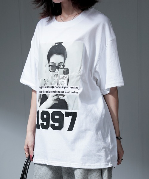 nonomi（ノノミ）の「フォトプリント＆ナンバーロゴ オーバーサイズ半袖Tシャツ（Tシャツ/カットソー・レディース・ブラック/ホワイト・XL）」の14枚目の写真