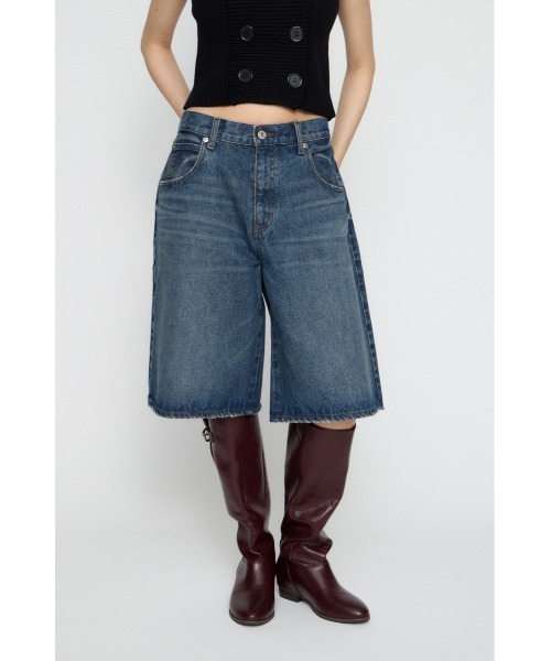 LAGUA GEM(ラグアジェム)の「WIDE LOOSEY HALF デニム(デニムパンツ・レディース・ブラック/ブルー・X-SMALL/SMALL/MEDIUM)」の1枚目の写真