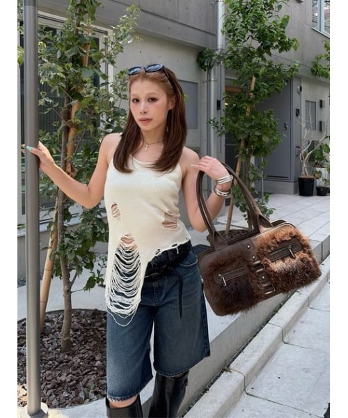 LAGUA GEM(ラグアジェム)の「WIDE LOOSEY HALF デニム(デニムパンツ・レディース・ブラック/ブルー・X-SMALL/SMALL/MEDIUM)」の14枚目の写真