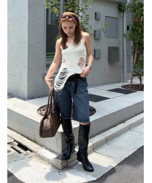 LAGUA GEM(ラグアジェム)の「WIDE LOOSEY HALF デニム(デニムパンツ・レディース・ブラック/ブルー・X-SMALL/SMALL/MEDIUM)」の15枚目の写真