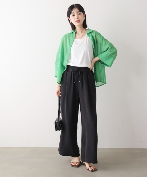 Bou Jeloud(ブージュルード)の「【接触冷感・UVカット・イージーケア】麻ライクリラックスパンツ(その他パンツ・レディース・ブラック・FREE)」の9枚目の写真