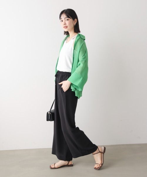 Bou Jeloud(ブージュルード)の「【接触冷感・UVカット・イージーケア】麻ライクリラックスパンツ(その他パンツ・レディース・ブラック・FREE)」の4枚目の写真