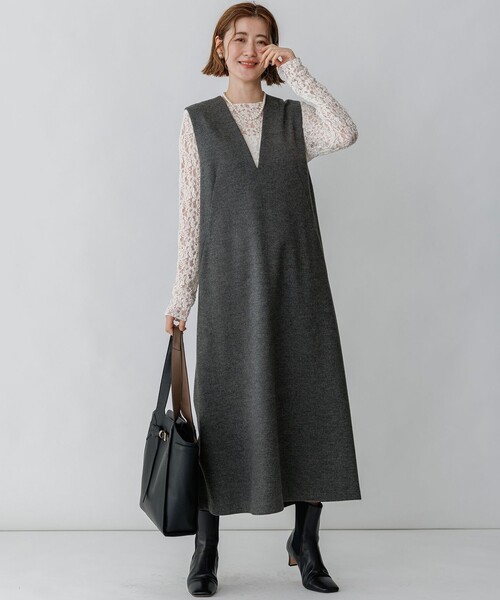 23区 L（ニジュウサンクオオキイサイズ）の「コットンミックスレース ボトルネックプルオーバー（Tシャツ/カットソー・レディース・アイボリー系・44/46）」の5枚目の写真