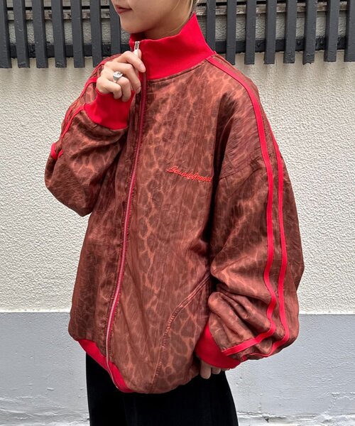 SOUNDSGOOOOD(サウンズグッド)の「【SOUNDS GOOOOD】シアー切替スウェットジップブルゾン(ジャージ・メンズ・パープル/レッド・ONE SIZE)」の2枚目の写真