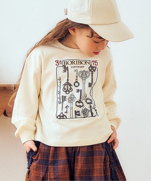 Boribon(ボリボン)の「スタンプ長袖Tシャツ(Tシャツ/カットソー・キッズ・ブルー/アイボリー/レッド・110/120/80/90/100)」の2枚目の写真