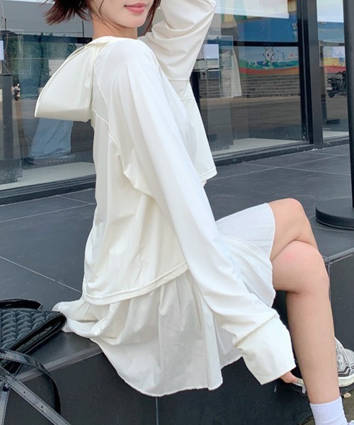 Riff（リフ）の「フェイスラッシュガード　パーカー（パーカー・レディース・ベージュ/ホワイト/グレー・FREE）」の9枚目の写真