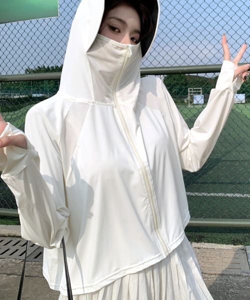 Riff（リフ）の「フェイスラッシュガード　パーカー（パーカー・レディース・ベージュ/ホワイト/グレー・FREE）」の14枚目の写真