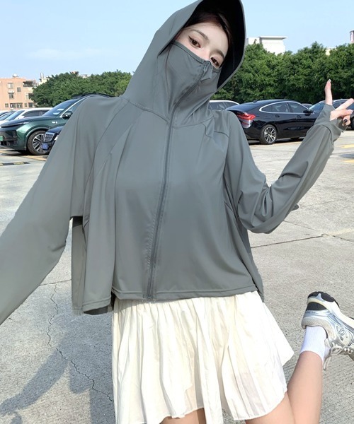 Riff（リフ）の「フェイスラッシュガード　パーカー（パーカー・レディース・ベージュ/ホワイト/グレー・FREE）」の17枚目の写真