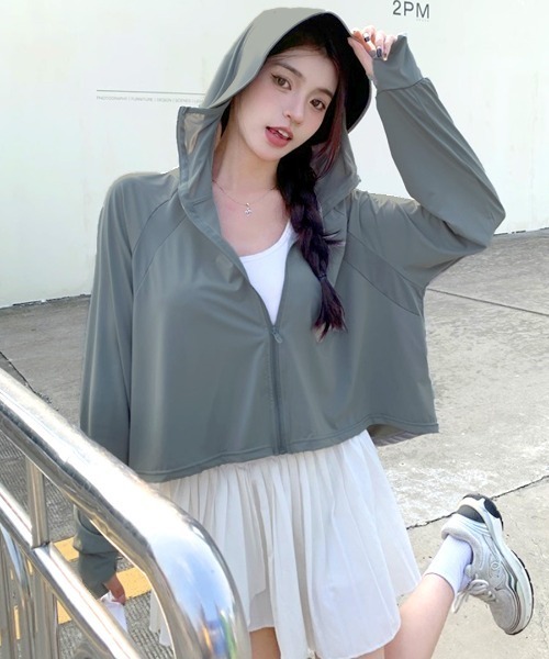 Riff（リフ）の「フェイスラッシュガード　パーカー（パーカー・レディース・ベージュ/ホワイト/グレー・FREE）」の18枚目の写真