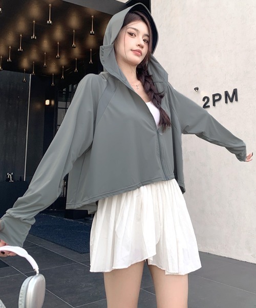 Riff（リフ）の「フェイスラッシュガード　パーカー（パーカー・レディース・ベージュ/ホワイト/グレー・FREE）」の19枚目の写真