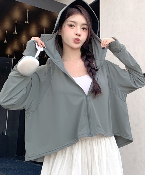 Riff（リフ）の「フェイスラッシュガード　パーカー（パーカー・レディース・ベージュ/ホワイト/グレー・FREE）」の20枚目の写真