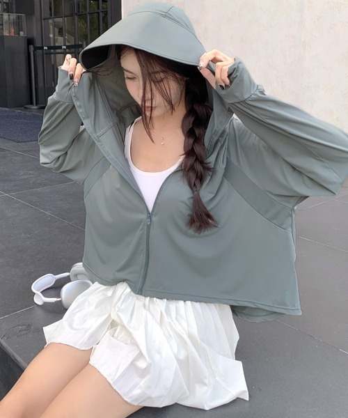 Riff（リフ）の「フェイスラッシュガード　パーカー（パーカー・レディース・ベージュ/ホワイト/グレー・FREE）」の22枚目の写真