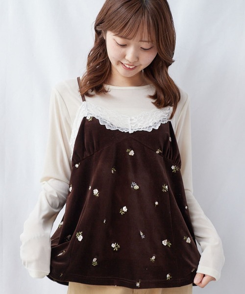 archives（アルシーヴ）の「レーストリム花刺繍ベロアキャミチュニック（シャツ/ブラウス・レディース・ブラウン/ブラック・MEDIUM）」の14枚目の写真
