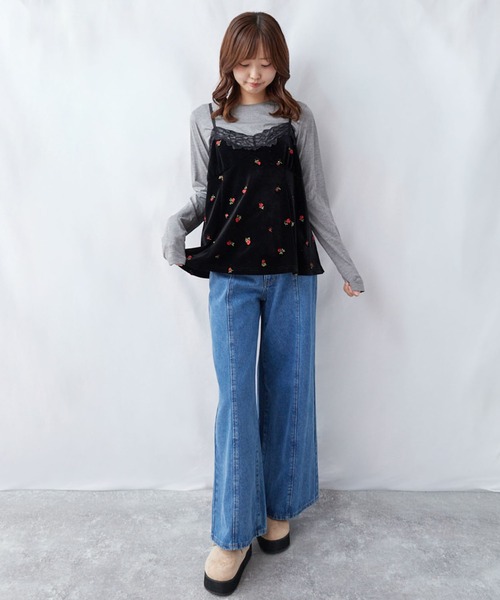 archives（アルシーヴ）の「レーストリム花刺繍ベロアキャミチュニック（シャツ/ブラウス・レディース・ブラウン/ブラック・MEDIUM）」の8枚目の写真